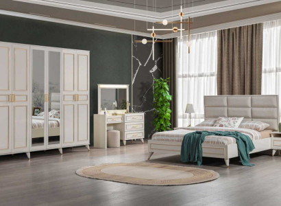 Schlafzimmer Designer Doppelbett Luxus Schminktisch Edler Hocker 7tlg